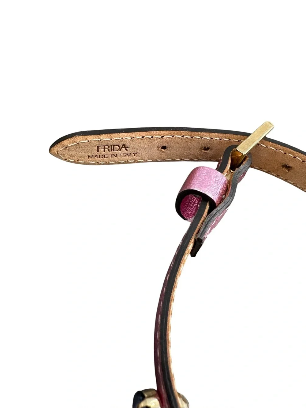 Frida Firenze metallic pink gold dog collar, color jewels, small, like new